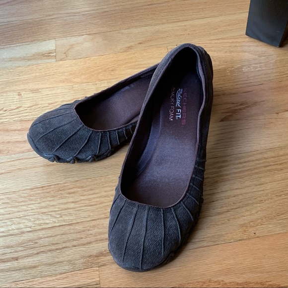SKETCHERS Dark Brown Suede Size 7.5 Memory Foam Flats - Picture 2 of 10